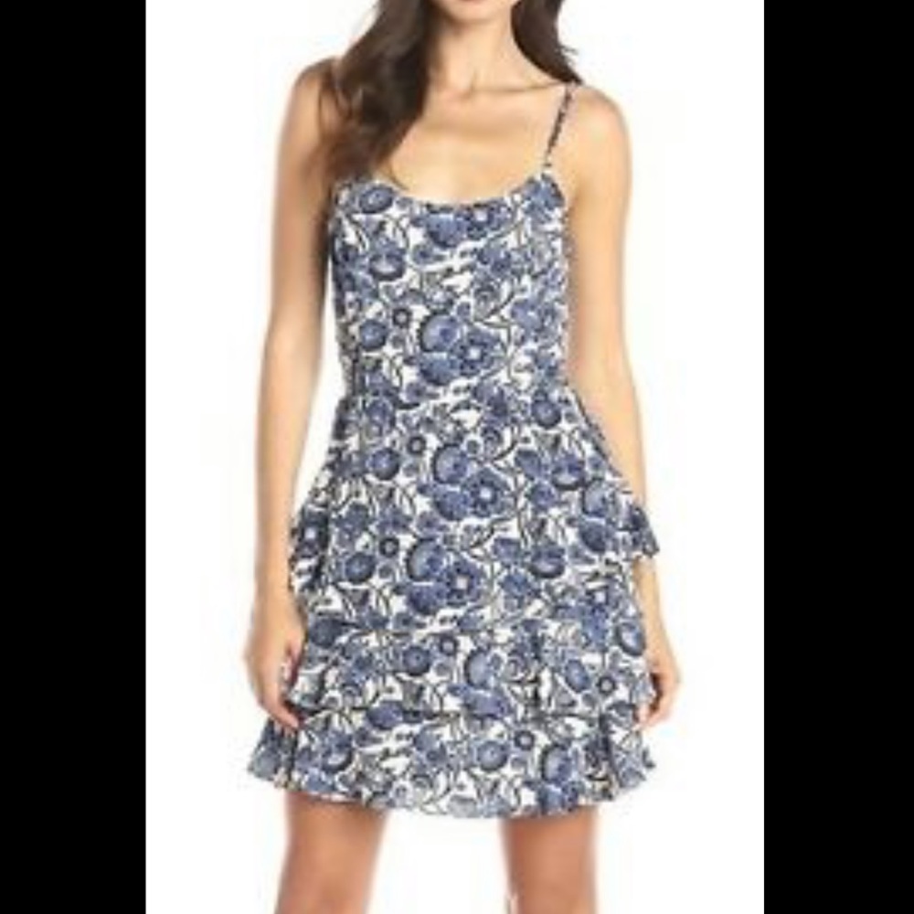 JESSICA SIMPSON FLORAL PRINT TIERED MINI DRESS